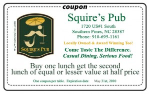 Squire's Pub Lunch Special Southern Pines, NC Squire's Pub Lunch Special Southern Pines, NC